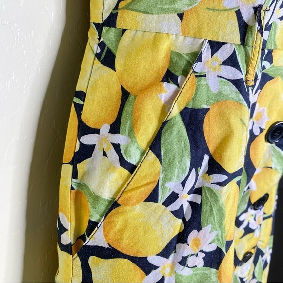 Mlle Gabrielle Lemon Print Yellow Black Halter A-line Midi Dress Size Small S - Picture 5 of 10